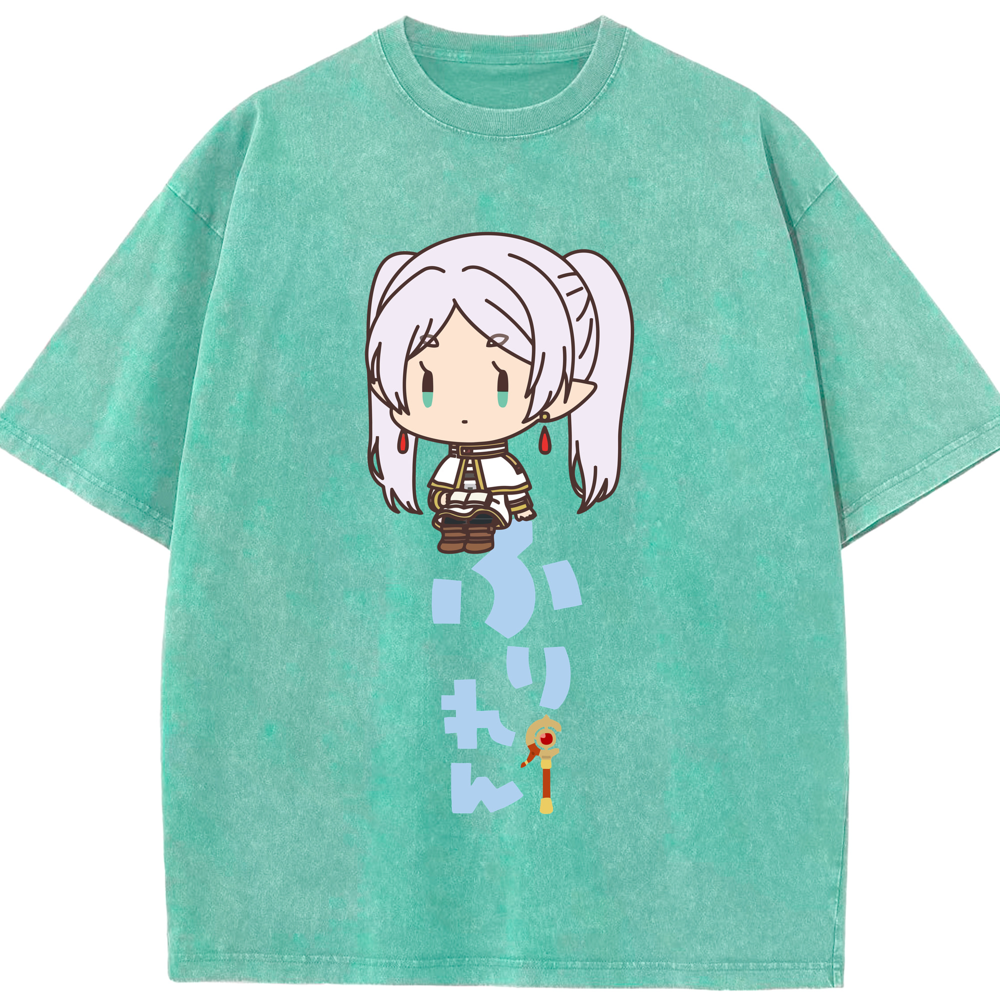 （画像用） 葬送のフリーレン Frieren 綿100% ヴィンテージ風 半袖Tシャツ（フロントプリント）
